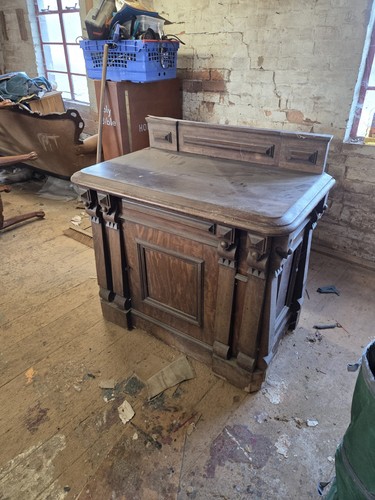 Dark solid oak sideboard chest - solid,