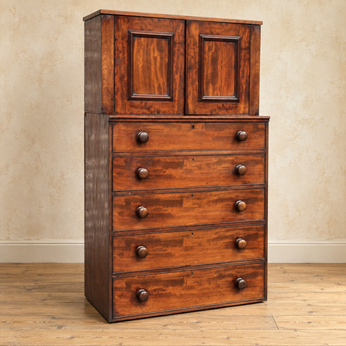 Mahogany linen press chest - chest, of