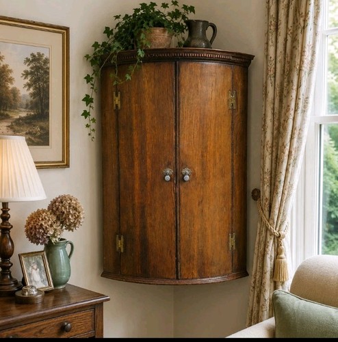 Georgian oak bow front corner - georgian,